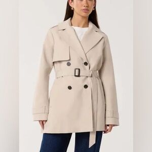 EVER NEW Rhea Water Resistant Mid Trench with removable hood BNWT